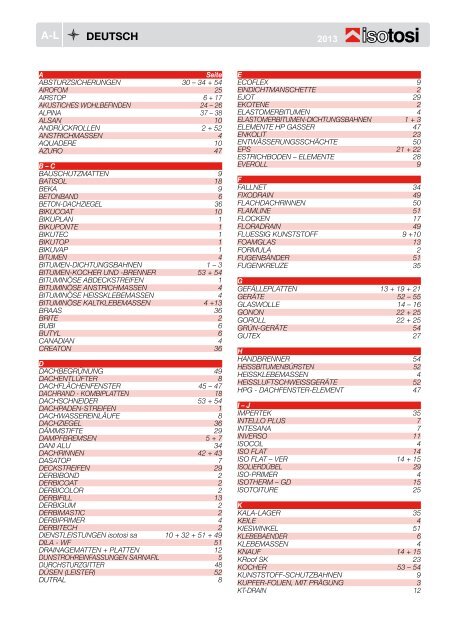 Prix courant Preisliste - Isotosi