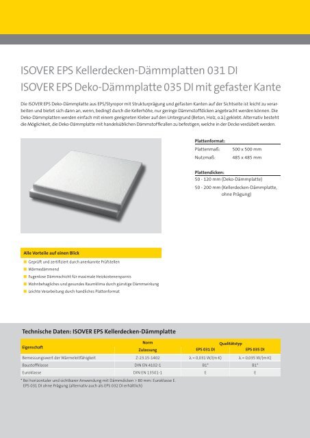 Broschuere ISOVER EPS Kellerdecke