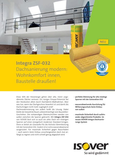 Integra ZSF-032 Dachsanierung modern: Wohnkomfort ... - Isover