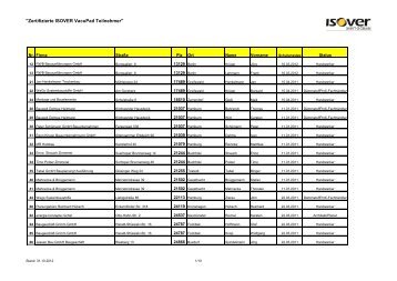 Liste zertifizierter Handwerker - Isover