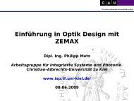 Einführung in Optik Design mit ZEMAX - Arbeitsgruppe: Integrierte ...