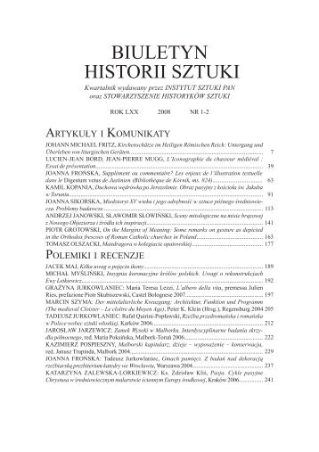 BIULETYN HISTORII SZTUKI - Instytut Sztuki Polskiej PAN