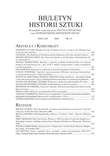 BIULETYN HISTORII SZTUKI - Instytut Sztuki Polskiej PAN