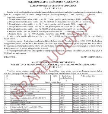 SKELBIMAI APIE VIEÅ UOSIUS AUKCIONUS - isPARDUODA.LT