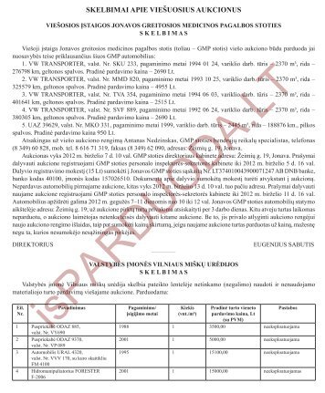 SKELBIMAI APIE VIEÅ UOSIUS AUKCIONUS - isPARDUODA.LT