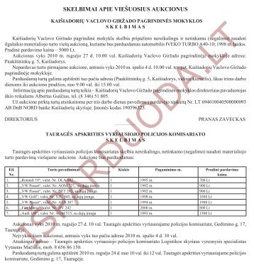 SKELBIMAI APIE VIEÅ UOSIUS AUKCIONUS - isPARDUODA.LT