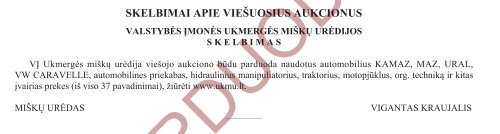 SKELBIMAI APIE VIEÅ UOSIUS AUKCIONUS - isPARDUODA.LT