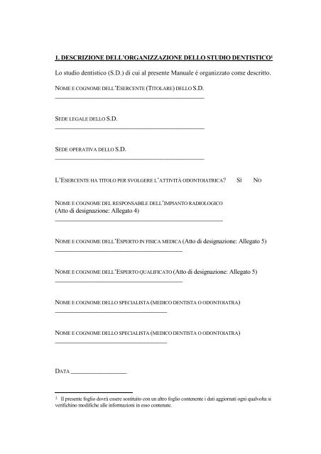 Manuale di qualità ANDI ISPESL