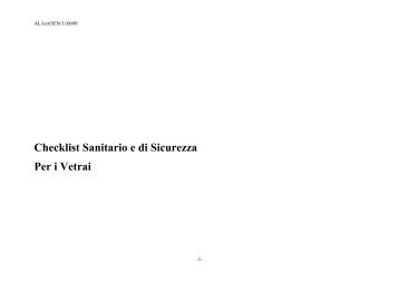 Checklist Sanitario e di Sicurezza Per i Vetrai - Ispesl