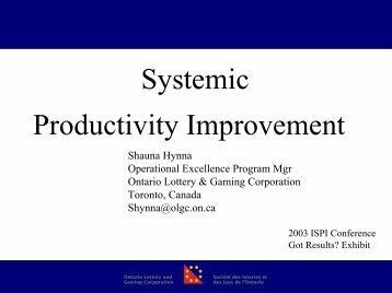 Systematic Productivity Improvement - International Society for ...