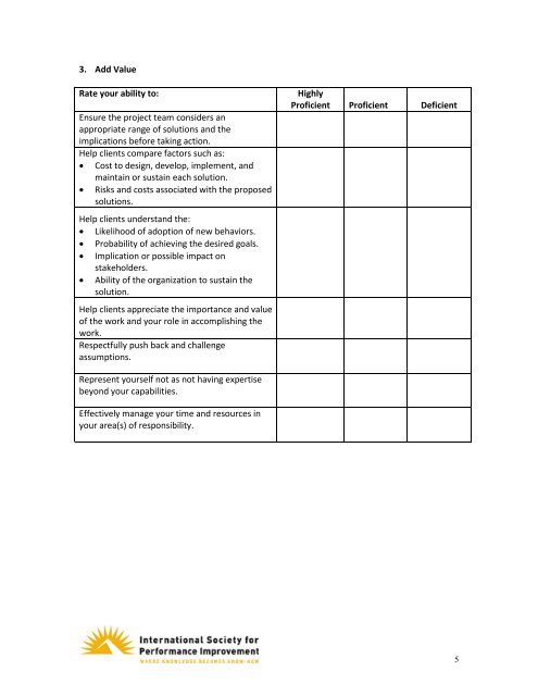 Self Assessment Guide - International Society for Performance ...