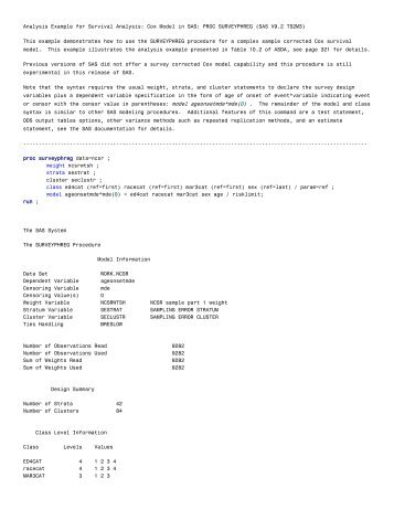 Analysis Example for Survival Analysis: Cox Model in SAS: PROC ...