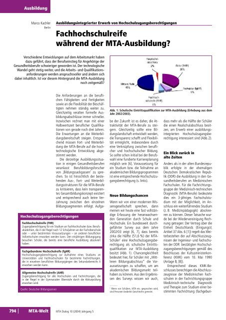 Fachhochschulreife während der Mta-Ausbildung?