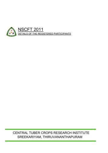 NSCFT 2011 - Indian Society for Root Crops ISRC