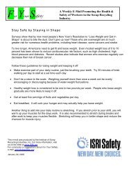 For Your Safety - ISRI Safety