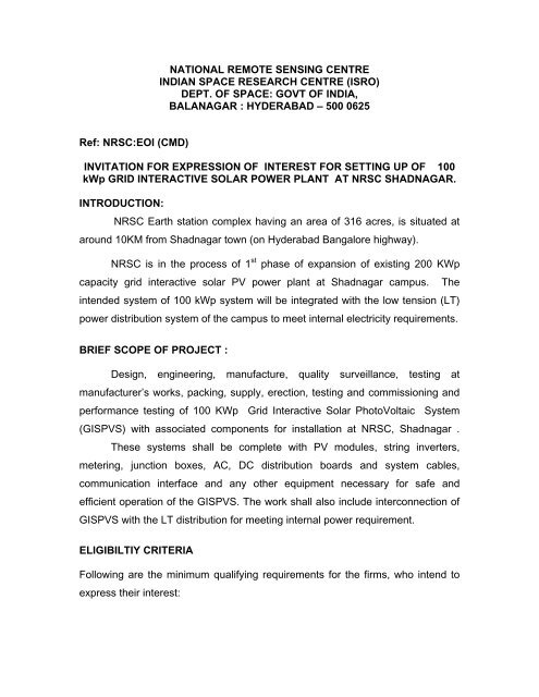 National Remote Sensing Centre Isro