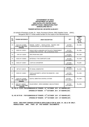 government of india department of space isro satellite centre (isac)