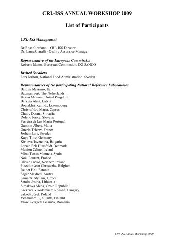 CRL-ISS ANNUAL WORKSHOP 2009 List of Participants