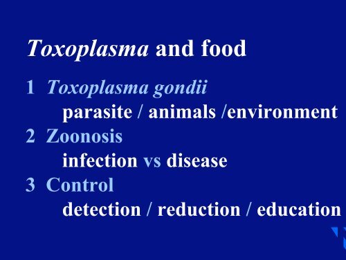 Risk of toxoplasmosis related to foodstuff