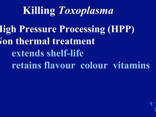 Risk of toxoplasmosis related to foodstuff