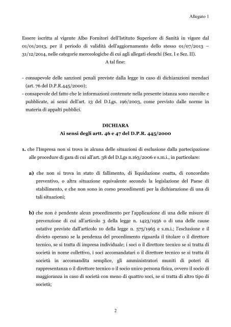 FAC-SIMILE 1 e 2 - ISTANZA DI ISCRIZIONE E DICHIARAZIONI