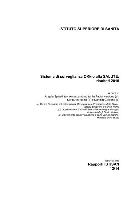 Sistema di sorveglianza OKkio alla SALUTE: risultati 2010 - Istituto ...
