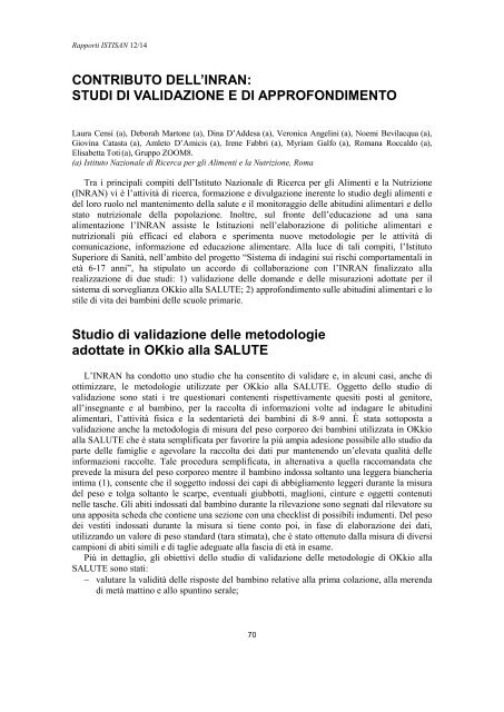 Sistema di sorveglianza OKkio alla SALUTE: risultati 2010 - Istituto ...
