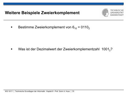 Technische Grundlagen der Informatik â Kapitel 8