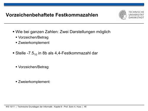 Technische Grundlagen der Informatik â Kapitel 8