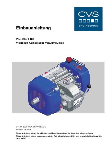 Einbauanleitung - CVS Engineering - Compressors
