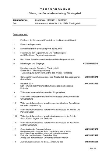 Tagesordnung Gemeindevertretung am (13.03.2014)