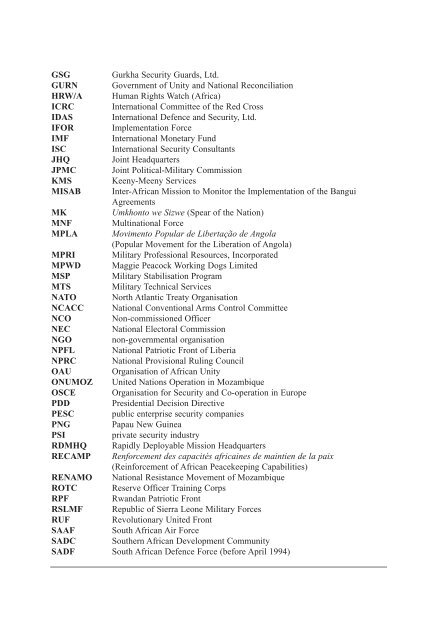 Abbreviations - Institute for Security Studies