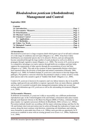 Rhododendron ponticum (rhododendron) Management and Control