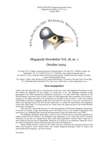Megapode Newsletter Vol. 18, nr. 1 October 2004 - IUCN Invasive ...