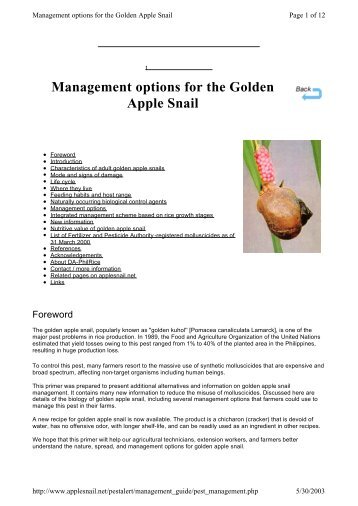 Management options for the Golden Apple Snail - IUCN Invasive ...