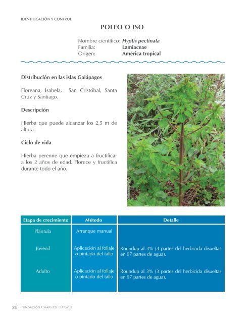 Manual de IdentIfIcacIÃ³n y Manejo de Malezas en las Islas galÃ¡pagos