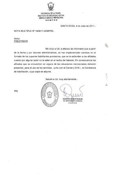 Nota MÃºltiple Â° 1408/11 - Instituto de Seguridad Social de la ...