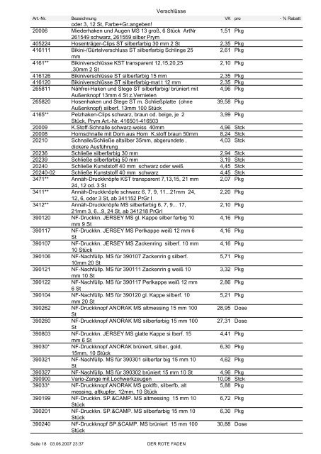 Artikelpreisliste Nr. 1 in â¬. Alle Preise zzgl. ges ... - Der rote Faden