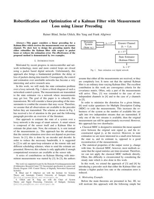 Robustification and Optimization of a Kalman Filter ... - uni-stuttgart