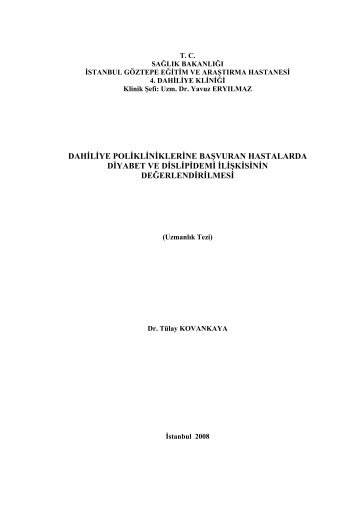 dahiliye polikliniklerine baÅvuran hastalarda diyabet ve dislipidemi ...