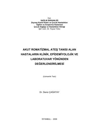 akut romatizmal ateÅ tanÄ±sÄ± alan hastalarÄ±n klinik, epidemiyolojik ve ...