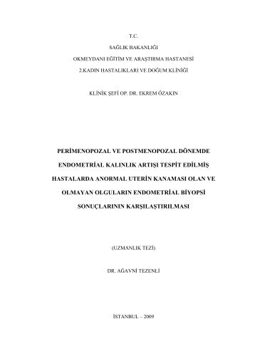 perimenopozal ve postmenopozal dÃ¶nemde endometrial kalÄ±nlÄ±k ...