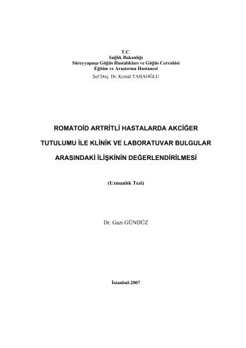 romatoid artritli hastalarda akciÄer tutulumu ile klinik ve laboratuvar ...