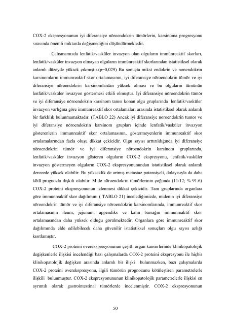 gastroenteropankreatik nÃ¶roendokrin tÃ¼mÃ¶rlerde cox-2 ekspresyon
