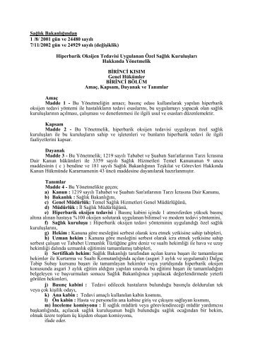 Hiperbarik Oksijen Tedavisi Uygulanan Ãzel SaÄlÄ±k KuruluÅlarÄ± ...