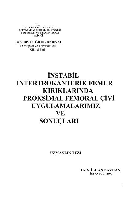 instabil intertrokanterik femur kÄ±rÄ±klarÄ±nda proksimal femoral Ã§ivi ...