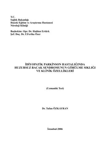 idiyopatik parkinson hastalÄ±ÄÄ±nda huzursuz bacak sendromunun