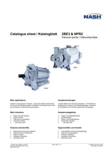 Catalogue sheet / Katalogblatt 2BE3 & NPR2