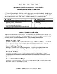 Technology Coach Program Standards ISTE NETS NCATE Principle ...