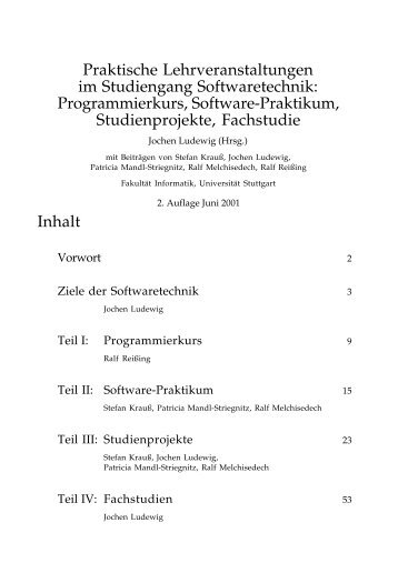 Praktische Lehrveranstaltungen im Studiengang Softwaretechnik ...